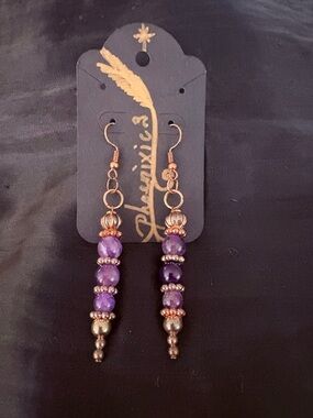 Amethyst Beaded Drop Earrings by Phoenixic3